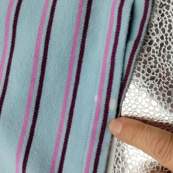 Old Navy sky blue pink burgundy stripe athletic prep polo top size large - Picture 3 of 9